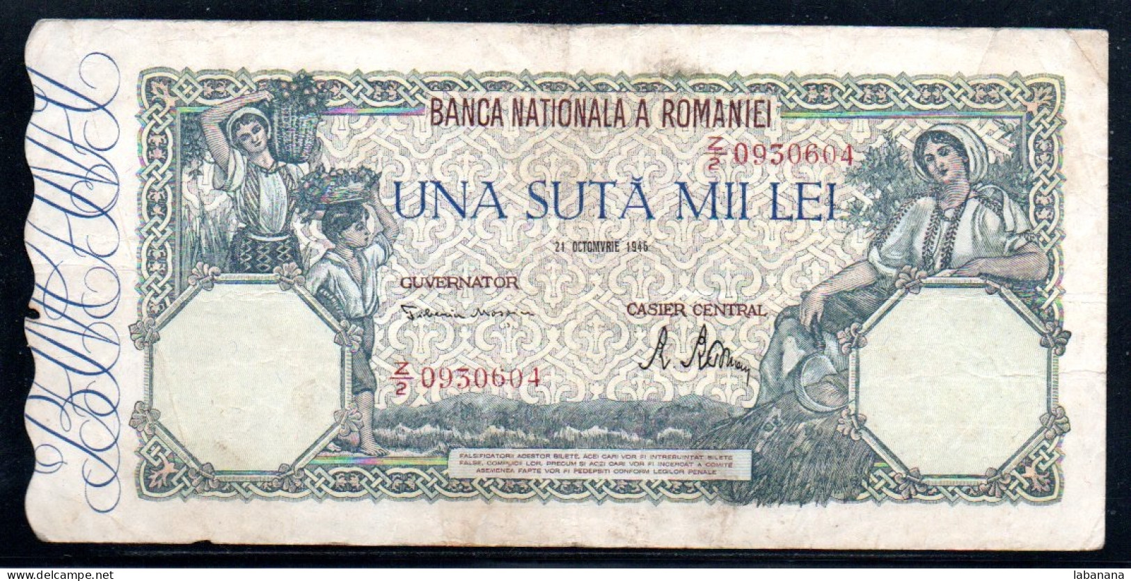 659-Roumanie 100 000 Lei 1946 Z2 - Romania
