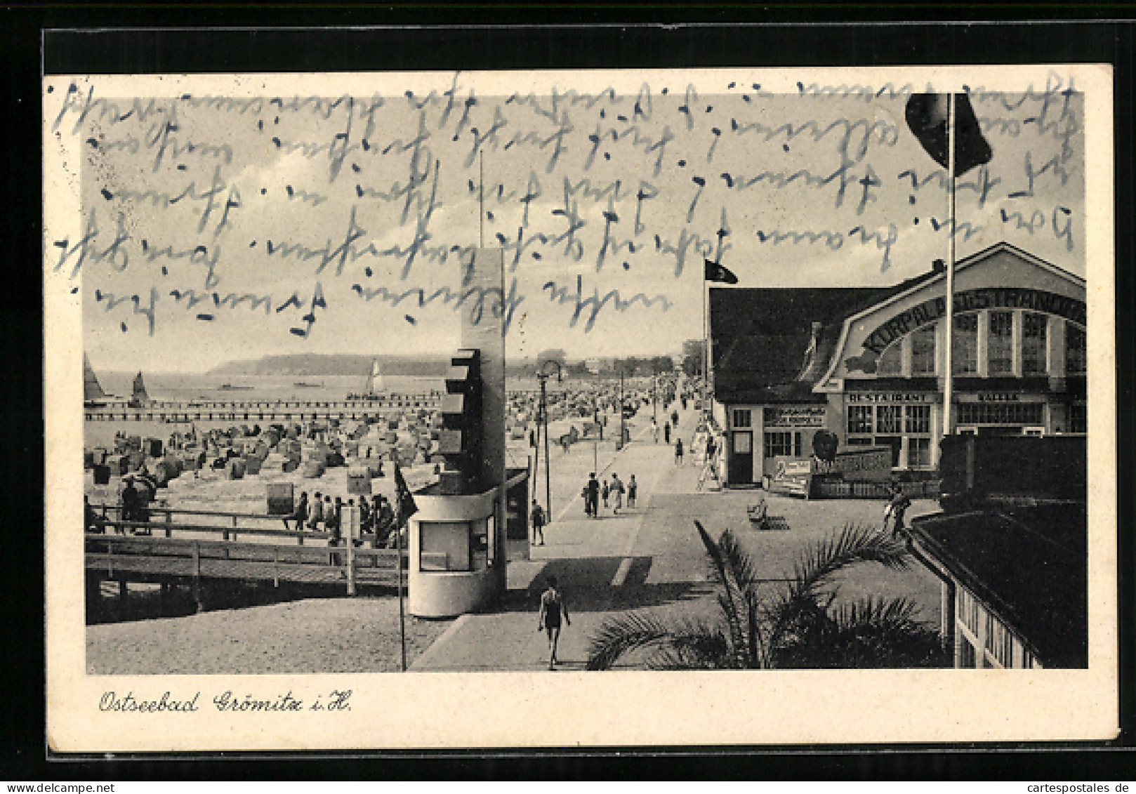 AK Grömitz I. H., Ostseebad, Promenade Mit Cafe Zum Monopol  - Grömitz