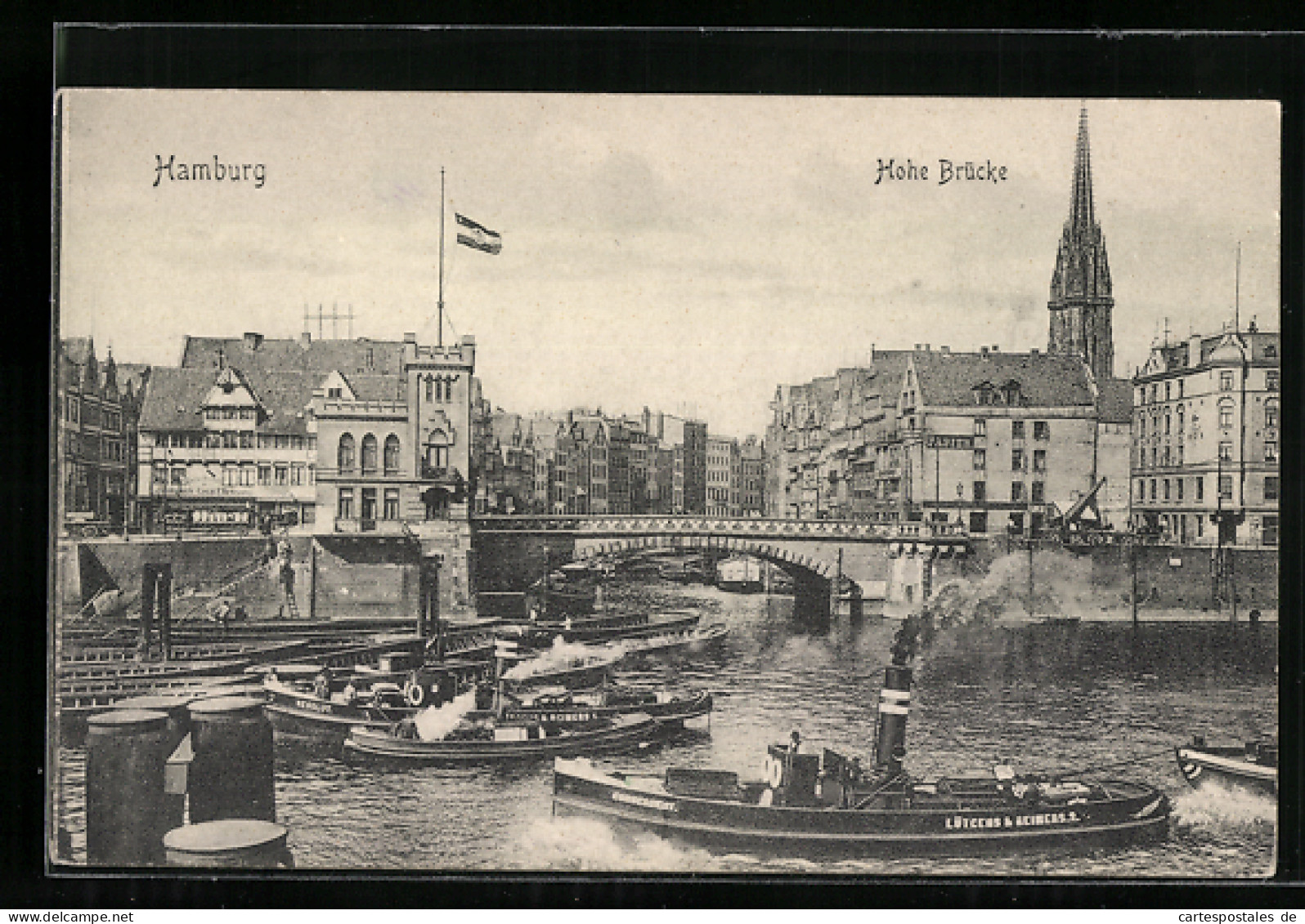 AK Hamburg, Hohe Brücke Mit Dampfern  - Mitte