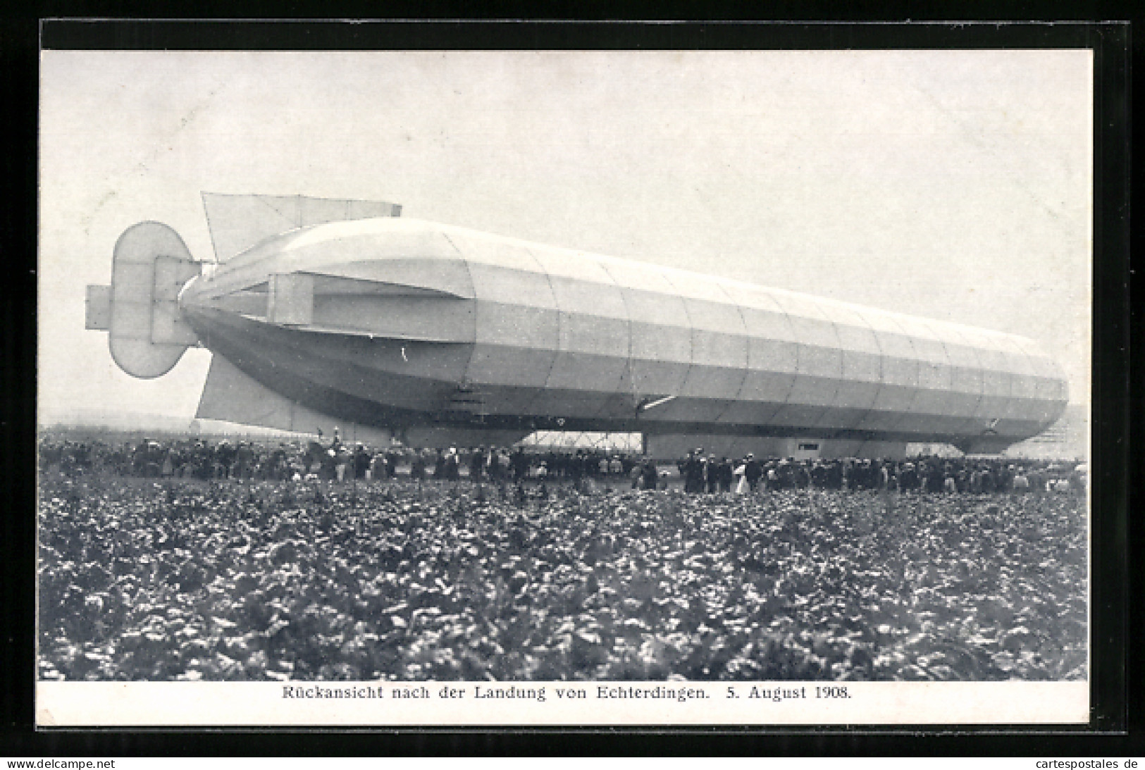 AK Echterdingen, Rückansicht Von Luftschiff Zeppelin Nach Der Landung 1908  - Airships