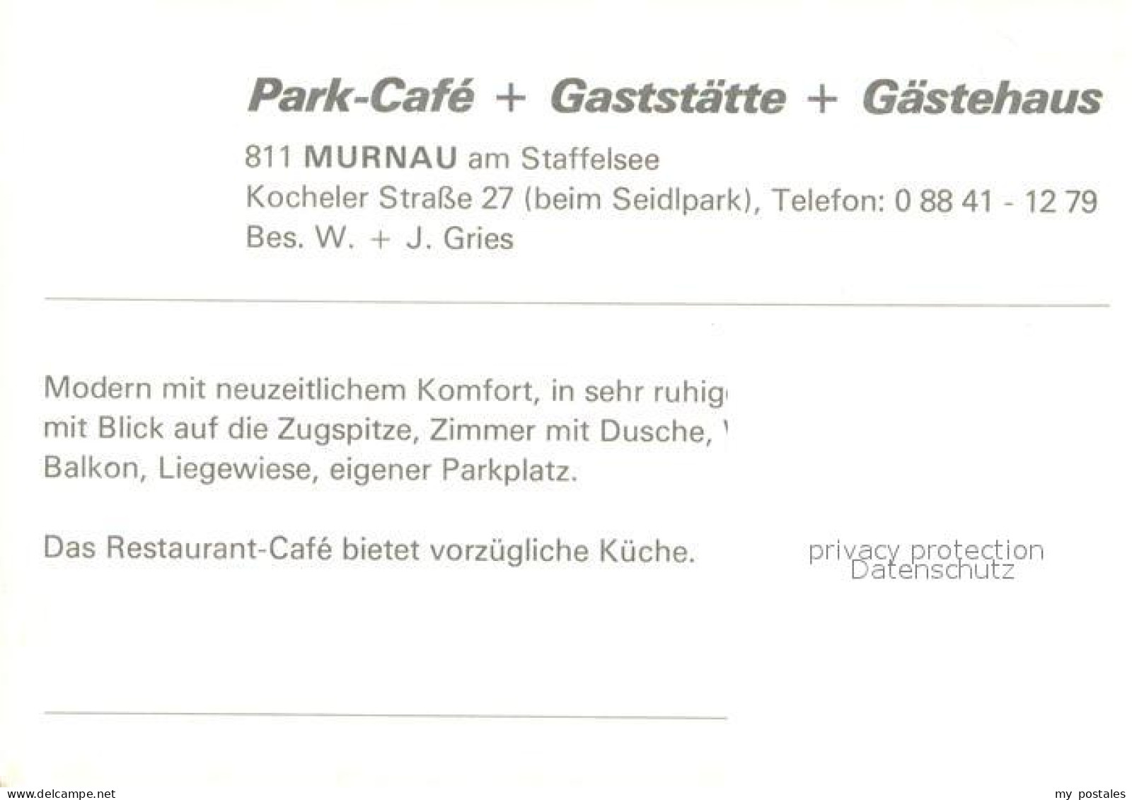 73615226 Murnau Staffelsee Park Cafe Gaststaette Und Gaestehaus Murnau Staffelse - Andere & Zonder Classificatie