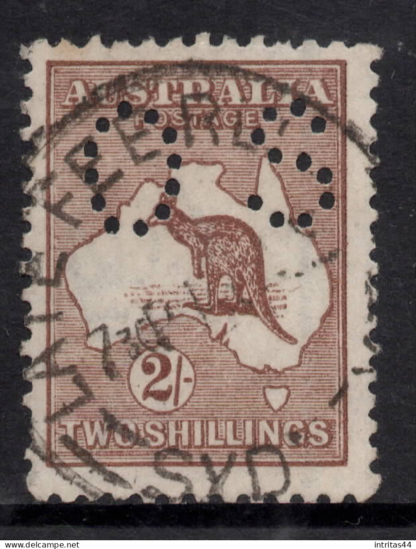 AUSTRALIA 1915-28  2/- BROWN KANGAROO (DIE II) STAMP PERF.12 3rd. WMK "OS"  SG.O49 VFU. - Usados