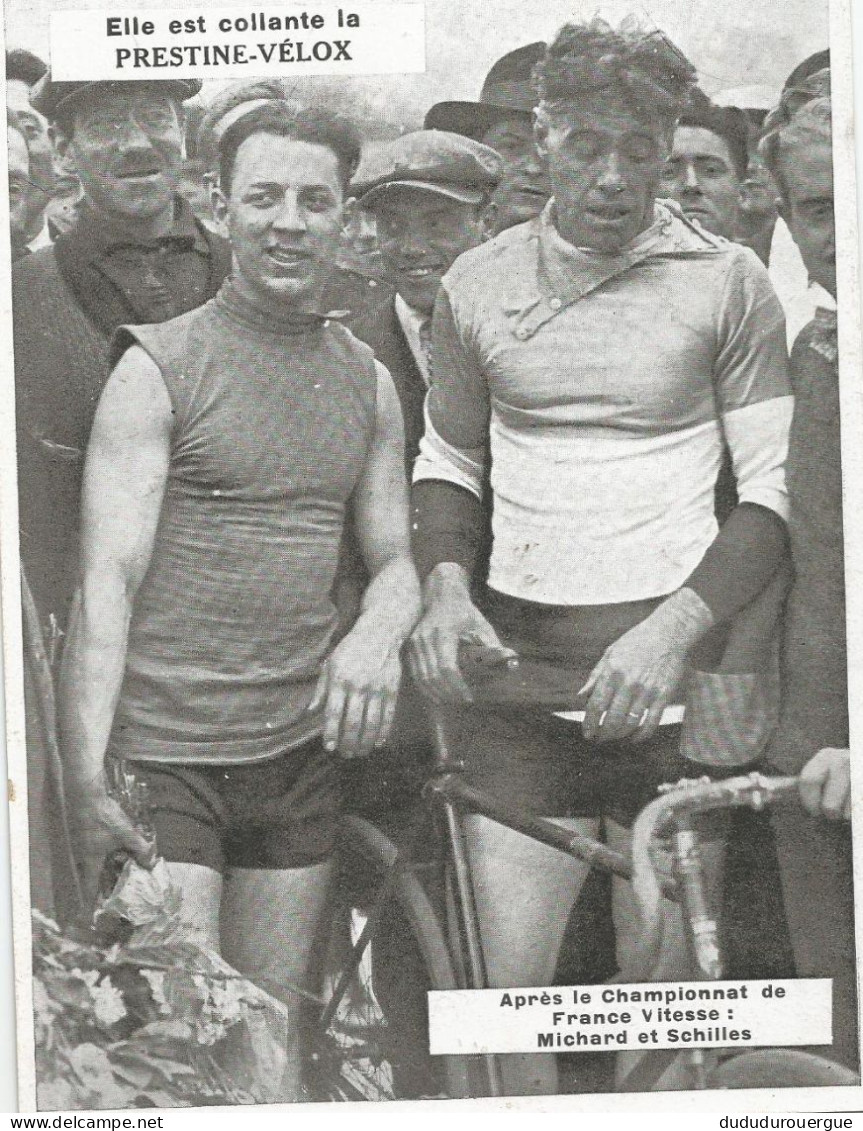 CYCLISME ( ANNEES 1920/30 )  , APRES LE CHAMPIONNAT DE FRANCE DE VITESSE : MICHARD ET SCHILLES - Ciclismo