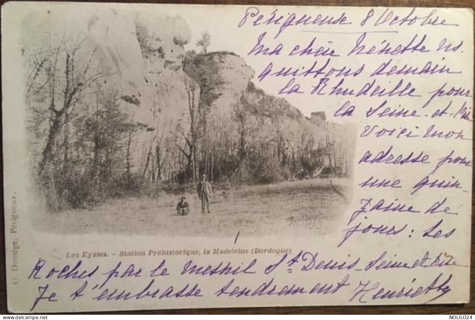 CPA "nuage" Dos Simple écrite En 1900, 24 Dordogne, Les Eyzies, Station Préhistorique La Madeleine, éd Domège, - Les Eyzies