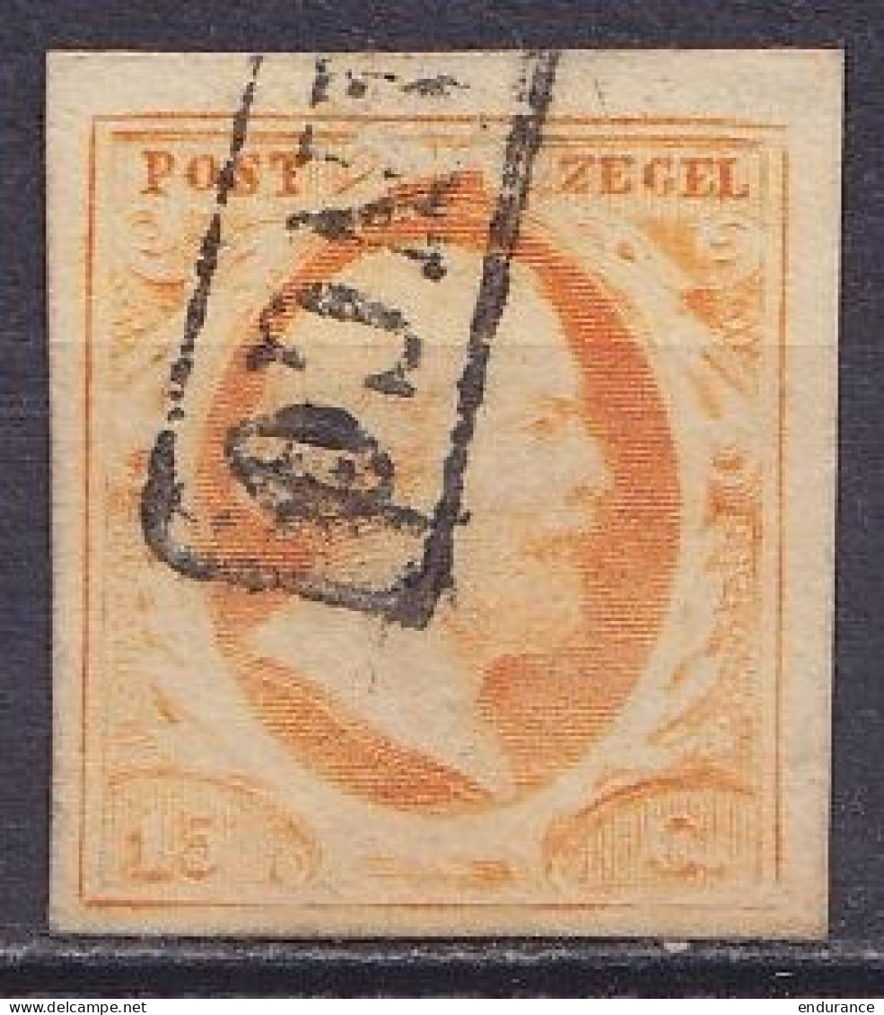 Pays-Bas - N°3 - 15c Orange Guillaume III 1852 Annulé Par Griffe [FRANCO] - Usati