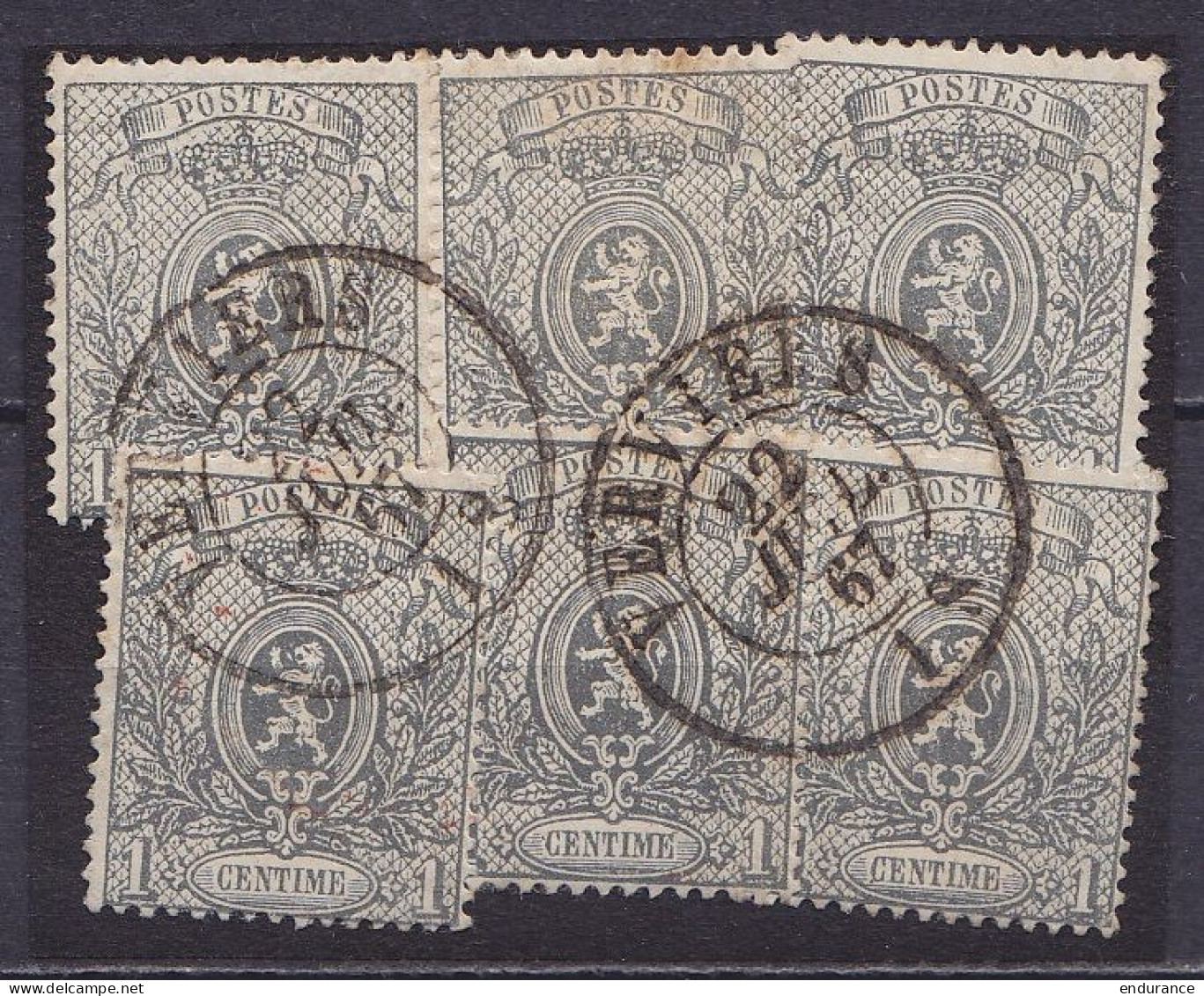 Belgique - 6x N°23 - Affr. Reconstitué Sur Fragment - Oblit. VERVIERS /22 JUIL 1867 - Superbe ! - 1866-1867 Coat Of Arms