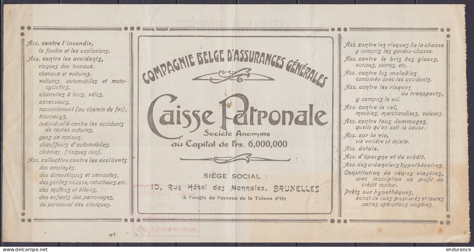 Reçu "Caisse Patronale Des Industries Alimentaires …" Affr. N°164+211+214 Càd BRUSSEL /2 V 1922/ BRUXELLES Pour Comte De - 1921-1925 Montenez Pequeño