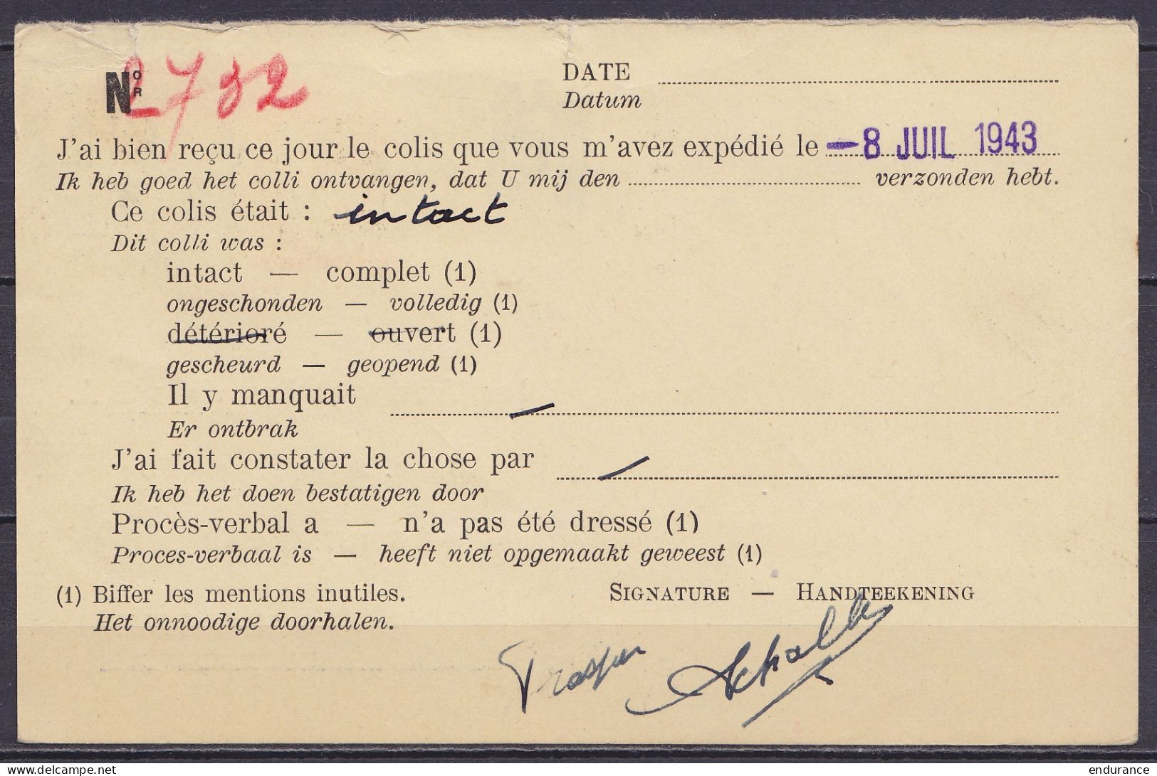 EP CP Réponse 50c (type N°426) Répiqué "Tramways Bruxellois" (confirmation Réception De Colis Pour Prisonnier Belge) + N - Tarjetas 1934-1951