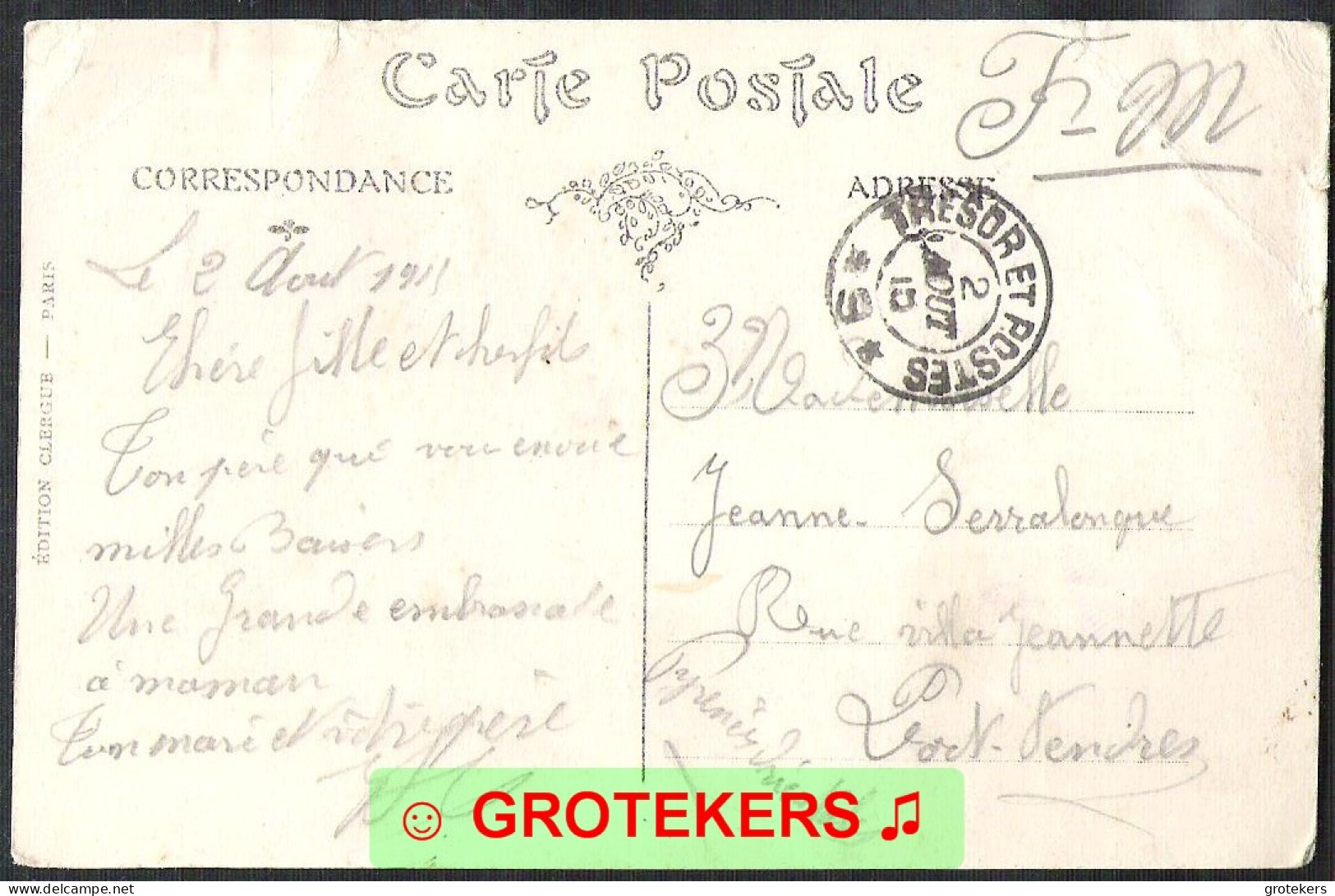 VAUBECOURT L’Église 1915 En Franchise Militaire Tampon Trésor Et Postes 9 - Other & Unclassified