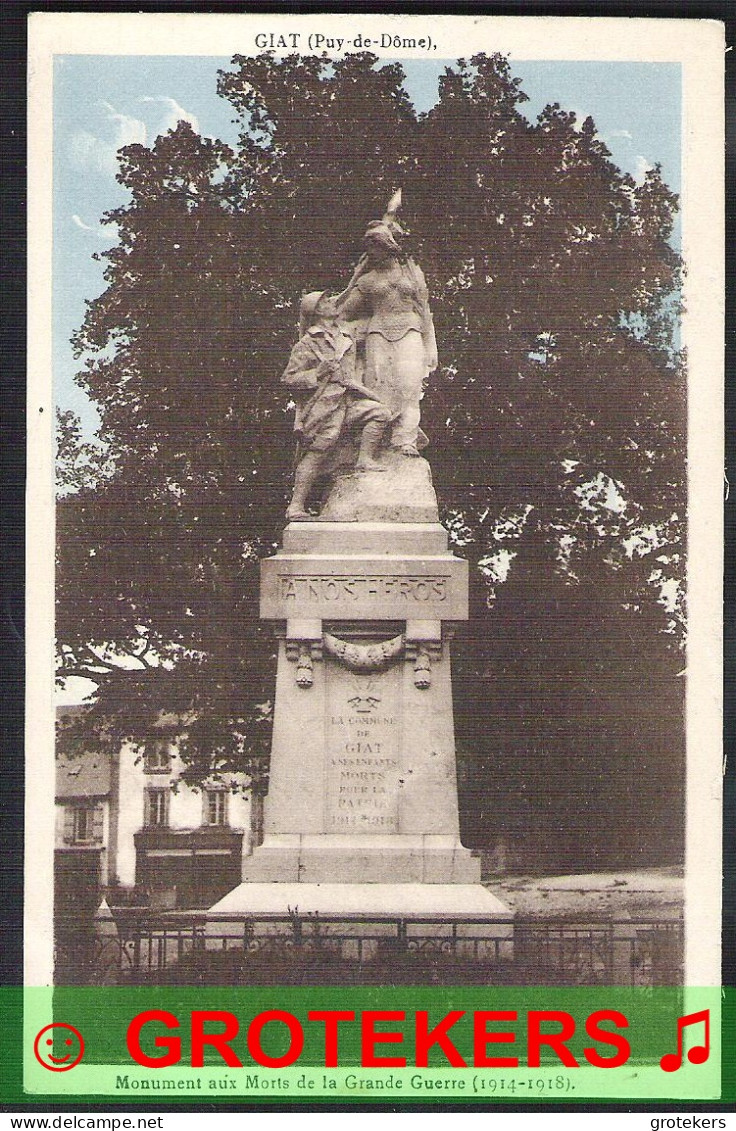 FRANCE GIAT Monument Au Morts De La Grande Guerre - War Memorials