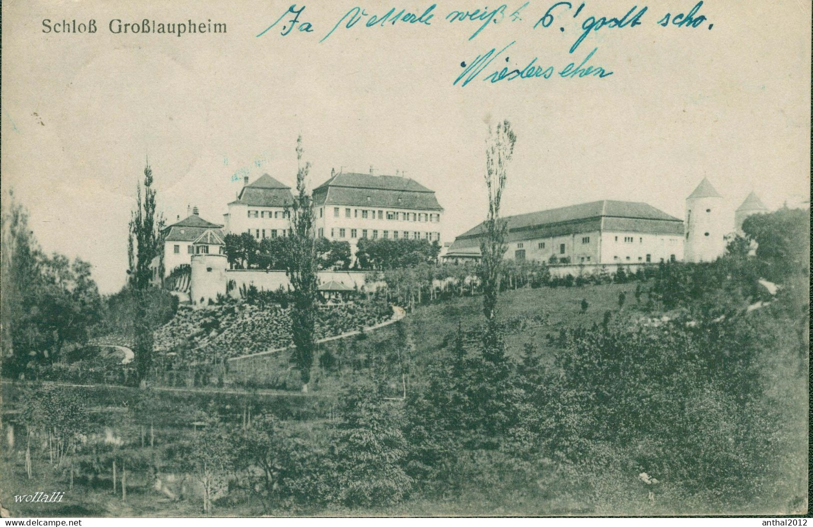 Superrar Litho Schloß Großlaupheim Laupheim Kr. Biberach Feldpost 17.10.1918 Verlag C. Müller 1918 Nr. 27128 - Biberach