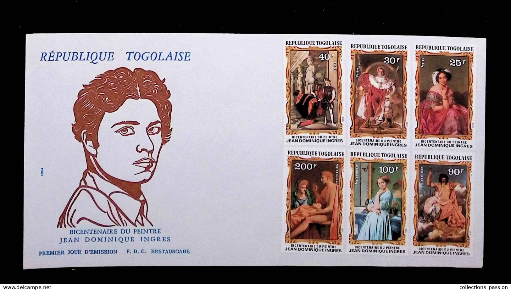 CL, FDC, Premier Jour, République Togolaise, Togo, 6 Timbres Neufs, 1980, Bicentenaire Du Peintre Ingres, Frais Fr 1.85e - Togo (1960-...)