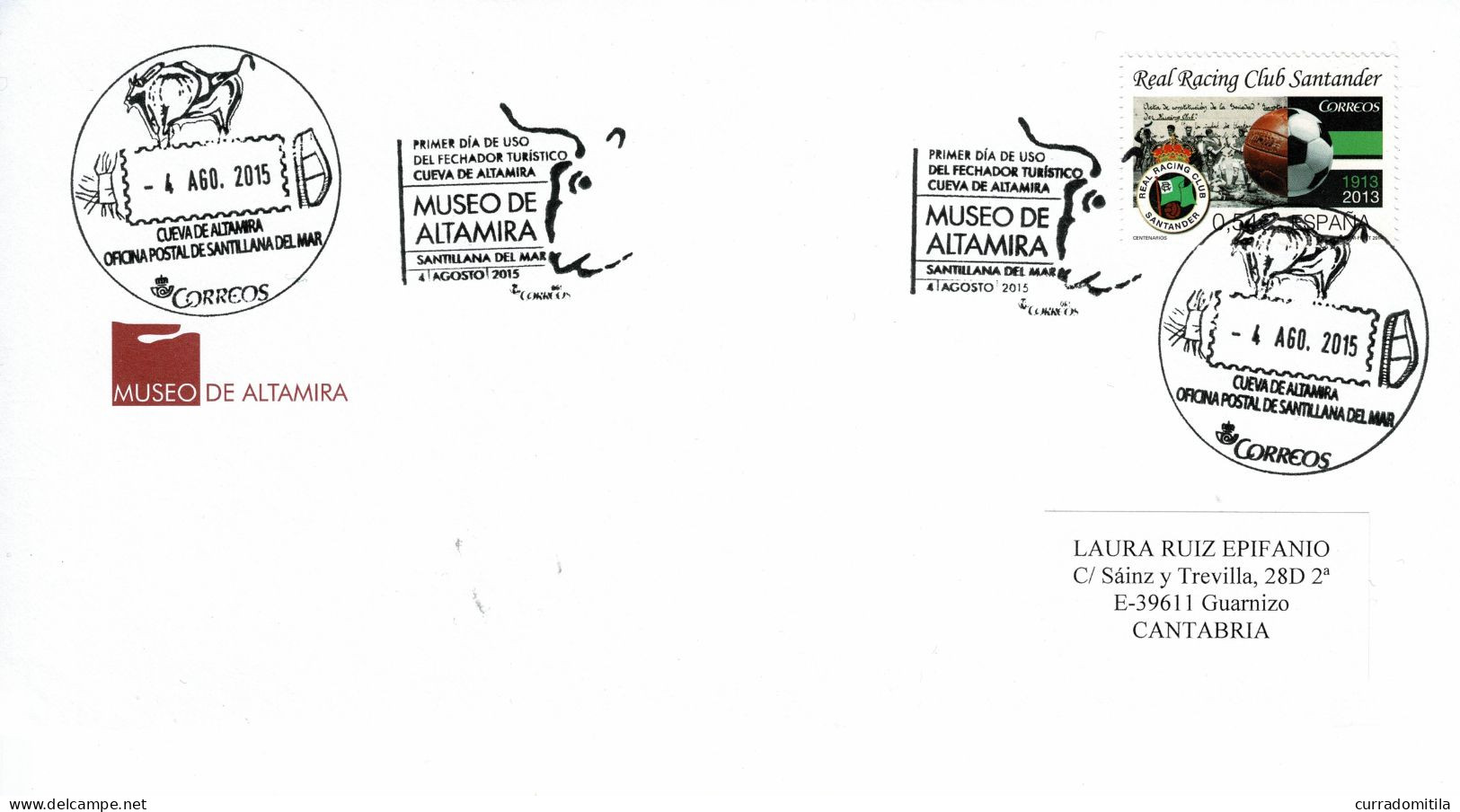 2015 Letter With Rock Art Cancellations, Prehistoric Bison Of Altamita - Arqueología