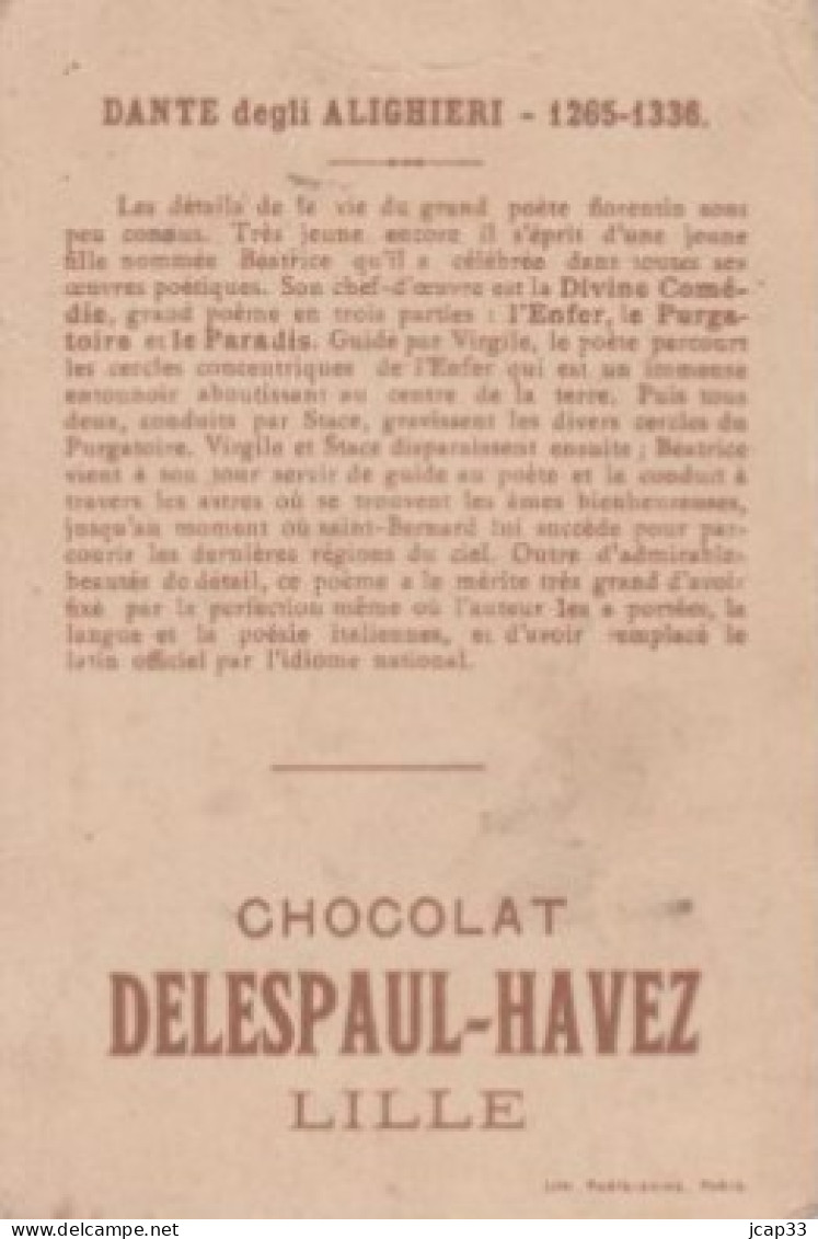 CHROMO CHOCOLAT DELESPAUL-HAVEZ à LILLE  -  DANTE ALIGHIERI  -  LA DIVINE COMEDIE  - - Andere & Zonder Classificatie