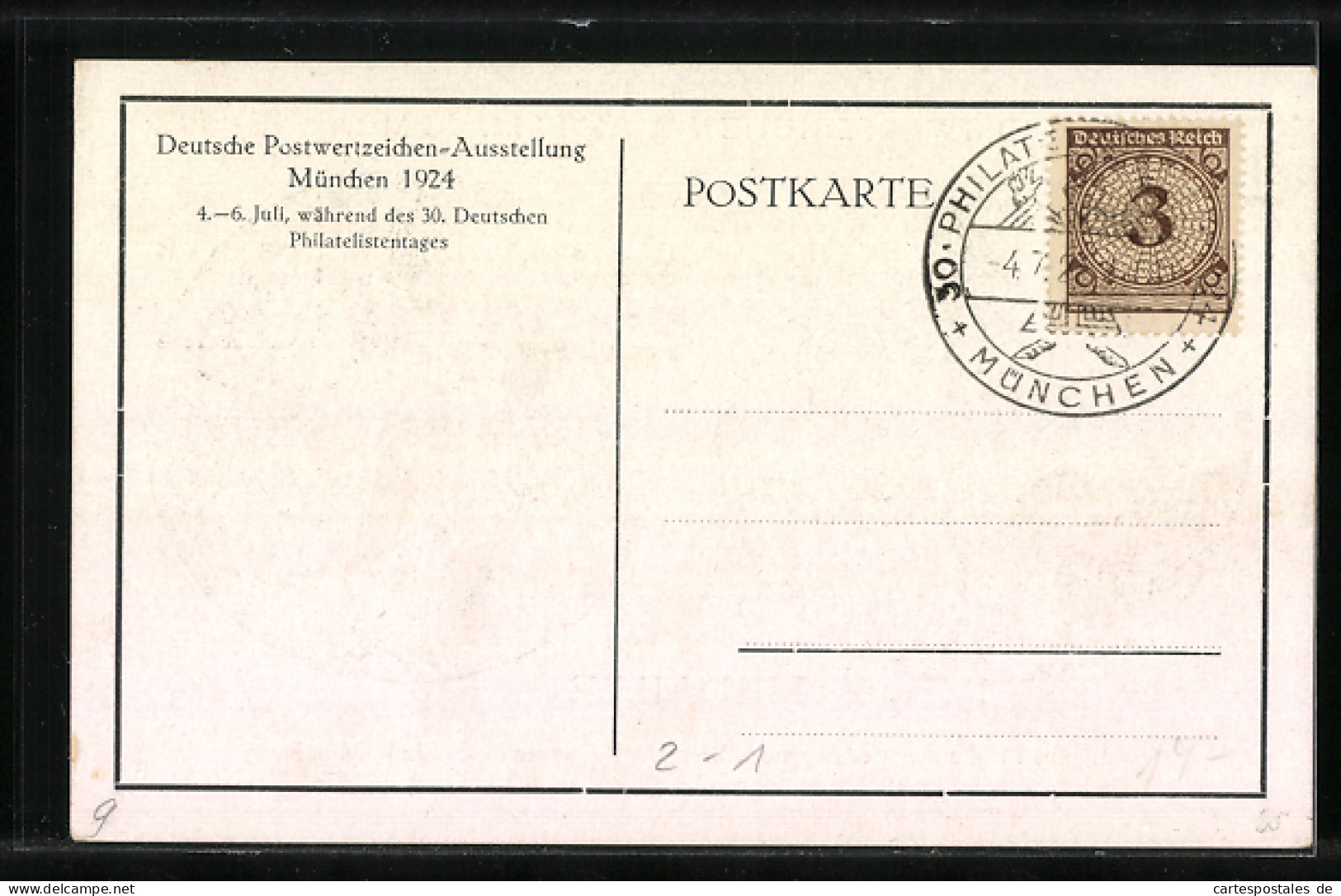 AK München, Deutsche Postwertzeichen-Ausstellung 1924, Medaille Modelliert Von Bildhauer Hans Lindl  - Briefmarken (Abbildungen)