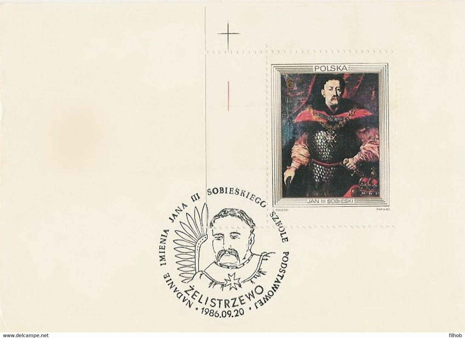 Poland Postmark D86.09.20 ZELISTRZEWO.01: Primary School JanI III Sobieski - Interi Postali