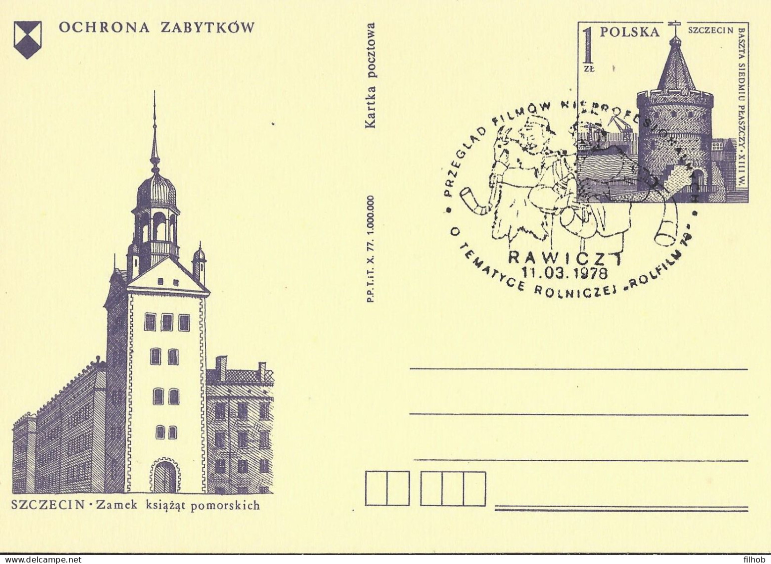 Poland Postmark D78.03.11 RAWICZ: Agricultural Film Review - Enteros Postales