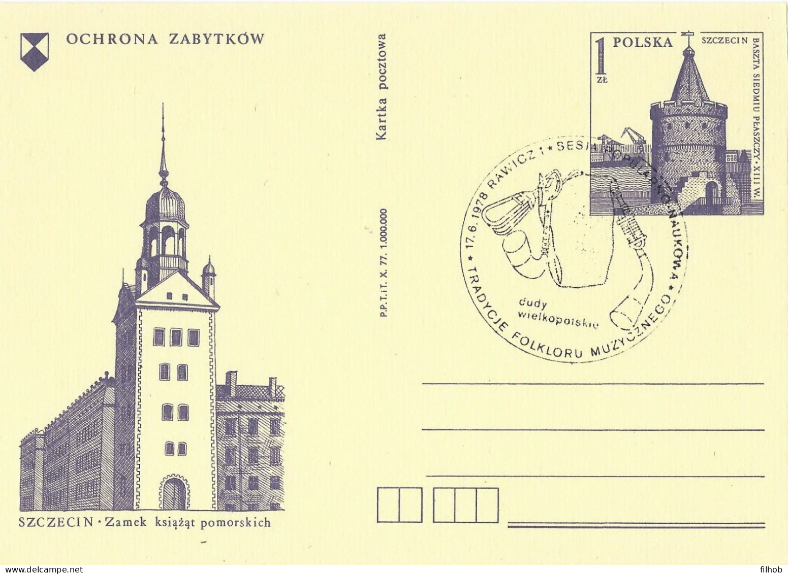 Poland Postmark D78.06.17 RAWICZ: Music Folklore Traditions - Entiers Postaux