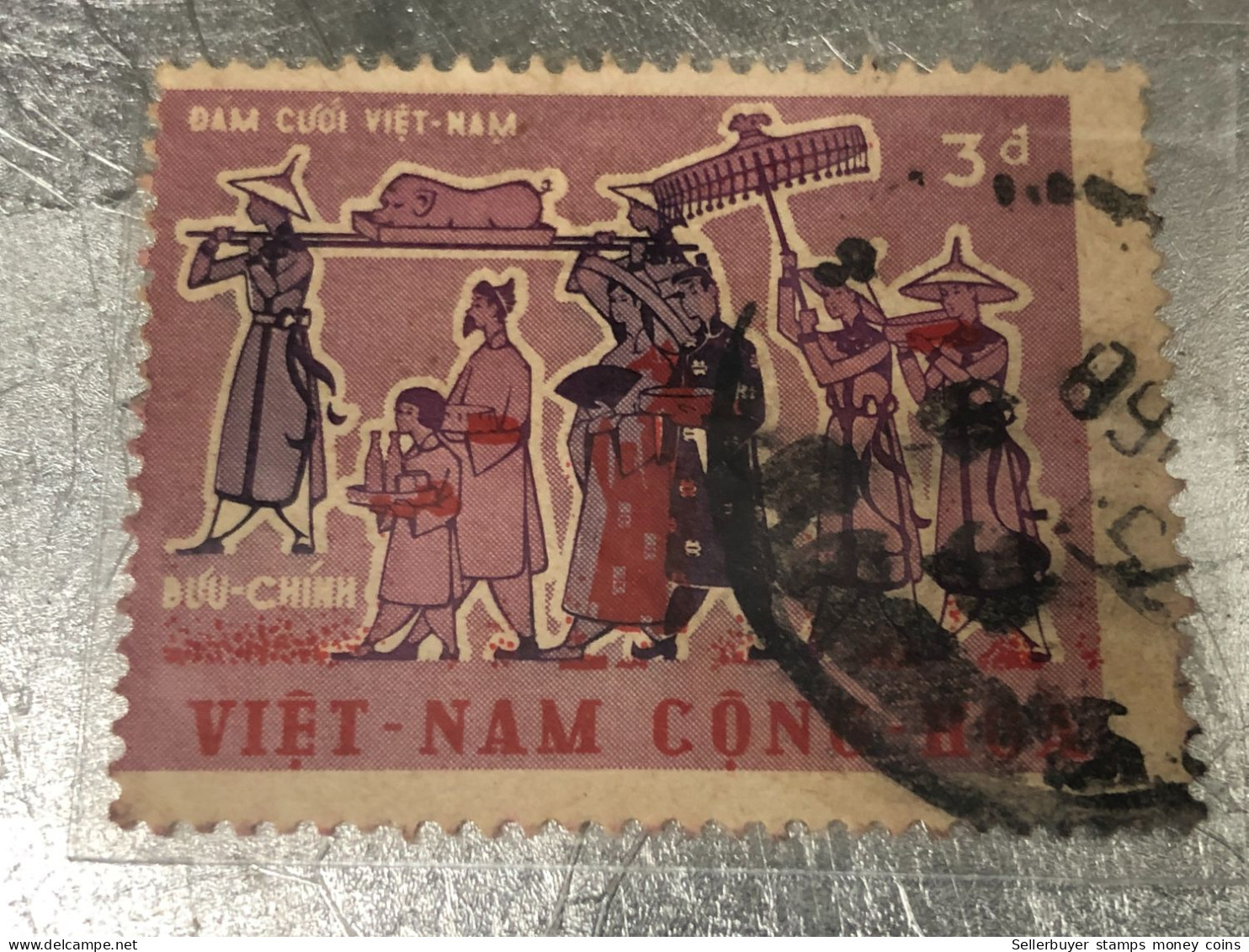 SOUTH VIETNAM Stamps(1967-MARIAGE DAM CUOI-3d00) PRINT ERROR(ASKEW)1 STAMPS-vyre Rare - Vietnam