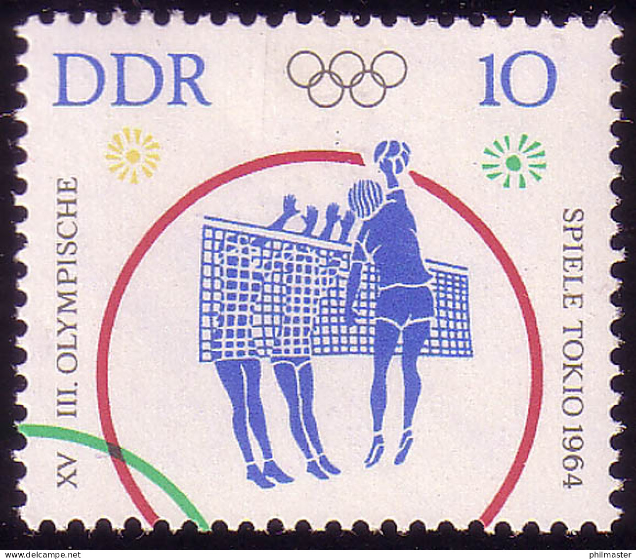 1041 Olymp. Sommerspiele Volleyball 10 Pf ** - Unused Stamps