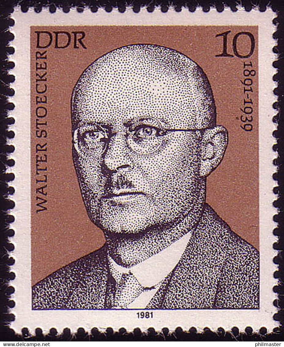 2592 Persönlichkeiten Arbeiterbewegung 1981 Stoecker ** - Unused Stamps