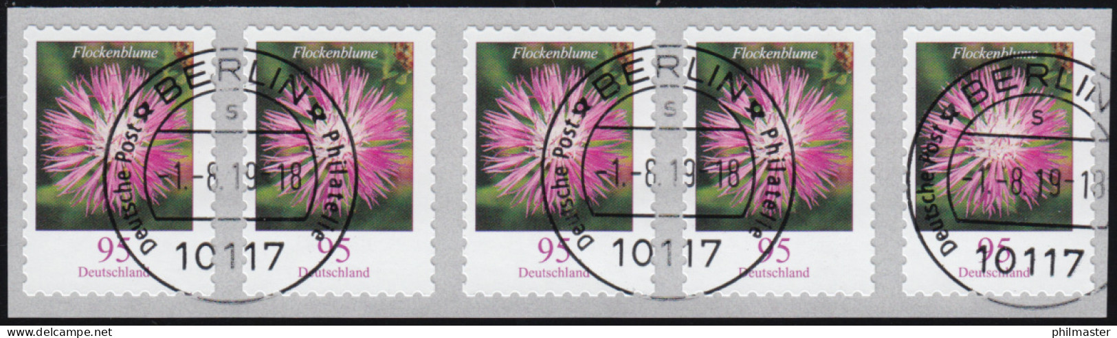 3483 Flockenblume 95 Cent Sk 5er-Streifen Mit UNGERADER Nummer, ET-O 1.8.2019 - Roulettes