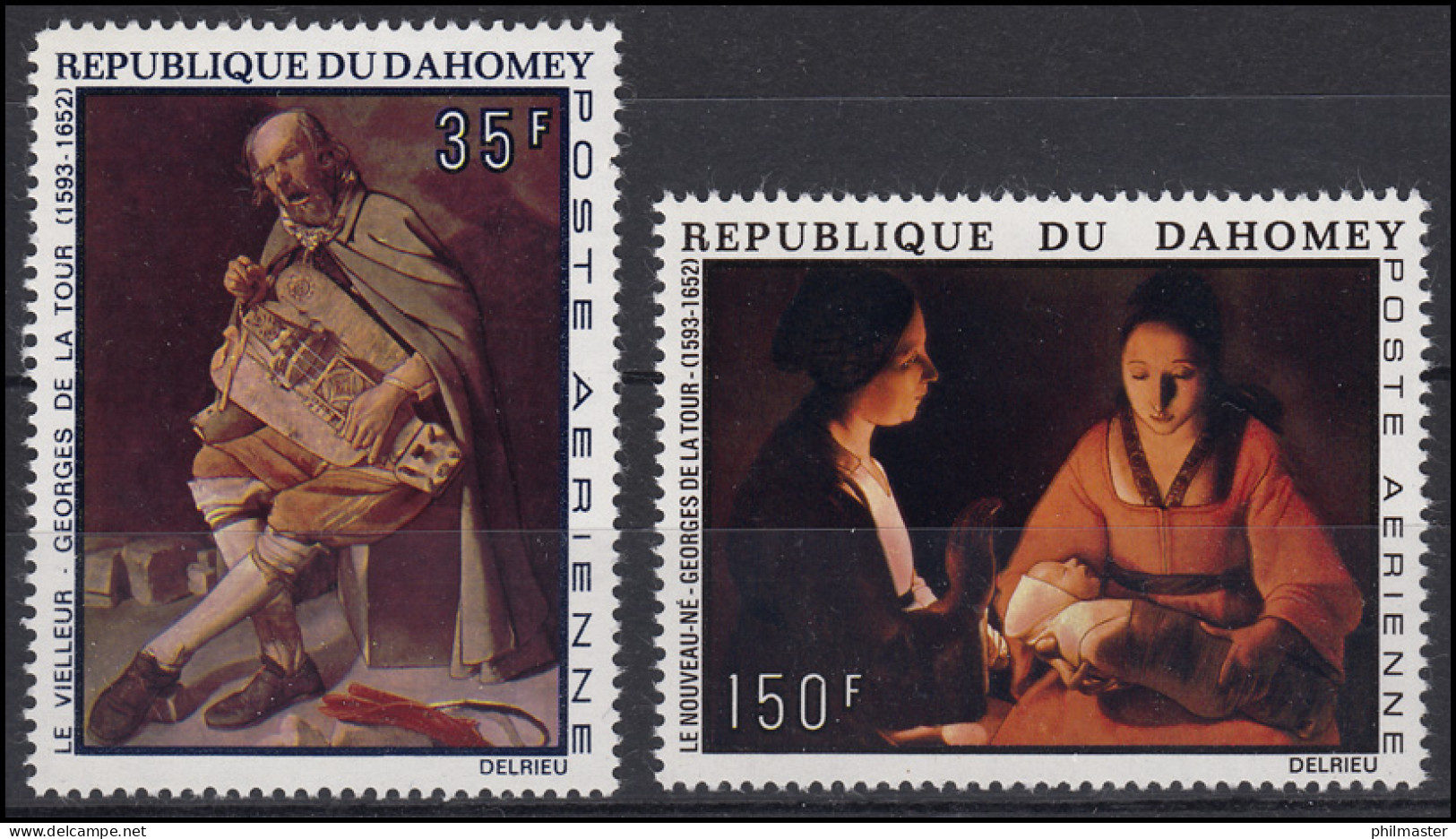 Dahomey: Maler Georges De La Tour Der Musikant & Geburt Christi, 2 Werte ** - Andere & Zonder Classificatie