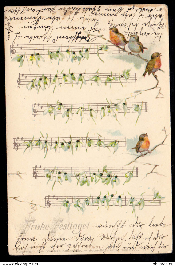 Lyrik-AK Vögel Vogelgesang Noten Aus Schneeglöckchenblüten, VAREL 24.12.1899 - Sonstige & Ohne Zuordnung