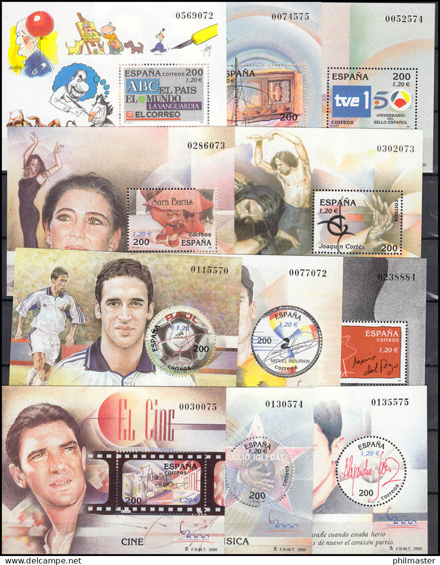 Spanien Block 86-96 Briefmarkemesse ESPANA 2000, Set Komplett 11 Blöcke, **/MNH - Other & Unclassified