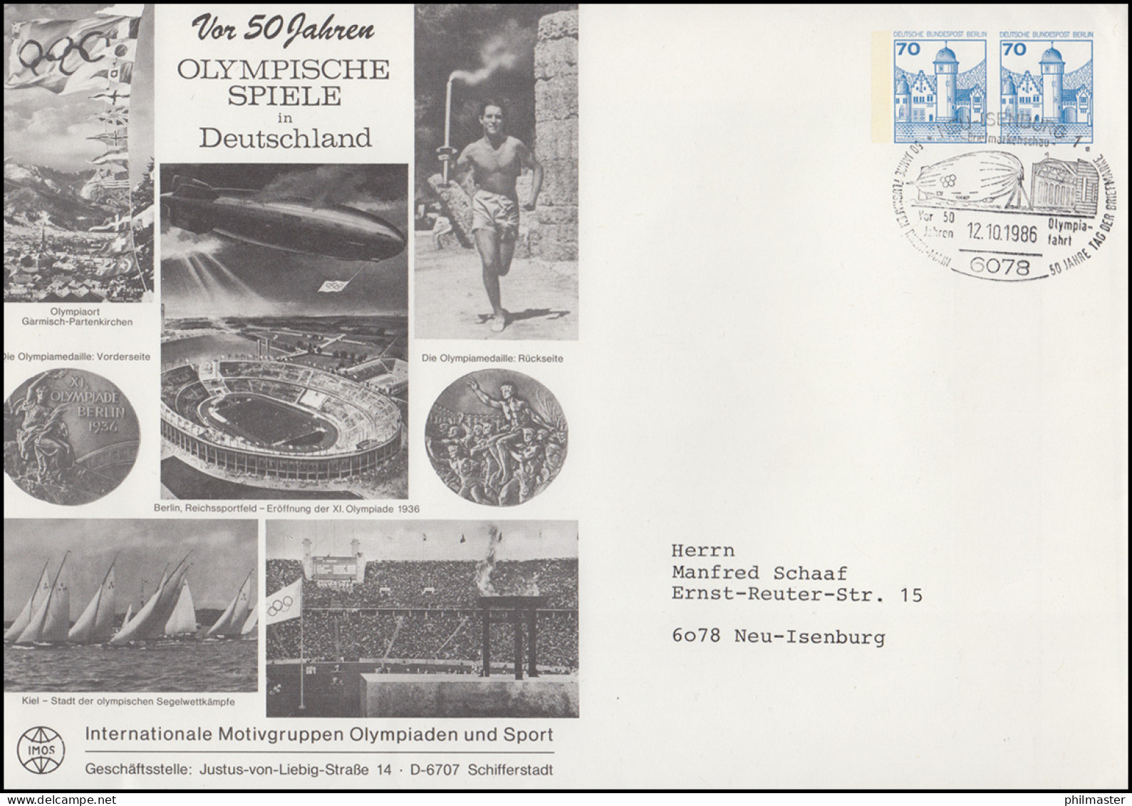 Berlin PU 114/2 50 Jahre Olympische Spiele In Deutschland, SSt Ludwigsburg 1986 - Andere & Zonder Classificatie