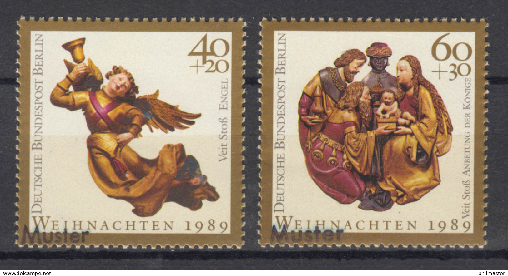 858-859 Weihnachten Englischer Gruß Von Veit Stoß, Satz Mit MUSTER-Aufdruck - Unused Stamps
