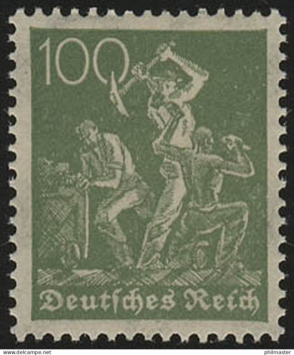 187c Freimarke Arbeiter 100 Pf Wz 2 ** Postfrisch - Unused Stamps