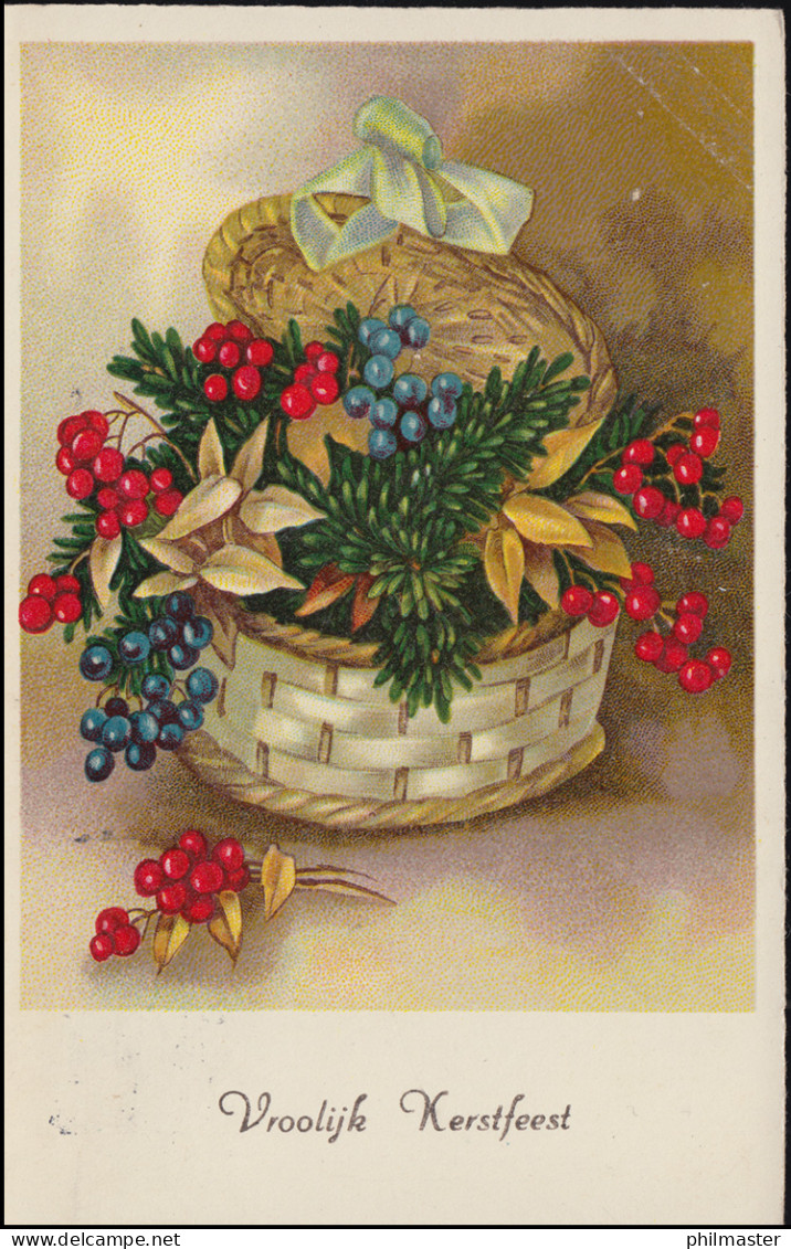 Firmenlochung/Perfin K Auf 281 Taube Ansichtskarte Weihnachten, AMSTERDAM 1939 - Autres & Non Classés