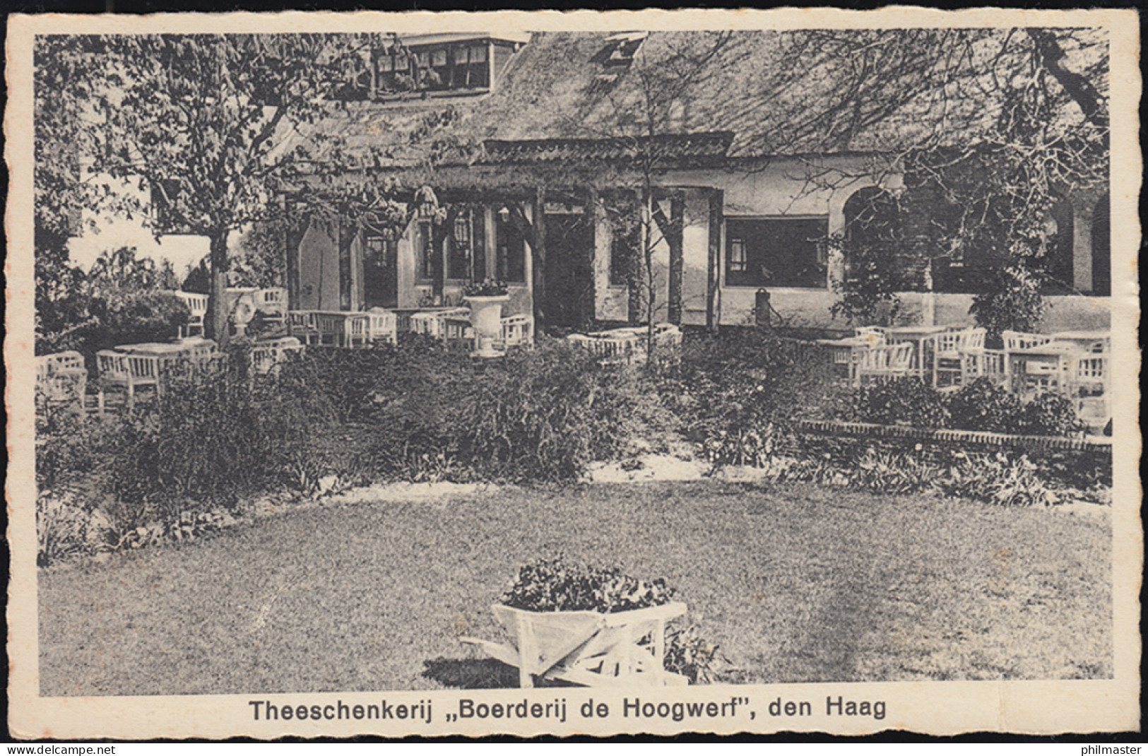 Firmenlochung/Perfin S Auf 281 Taube Auf Ansichtskarte Teehaus, S'GRAVENHAGE - Other & Unclassified