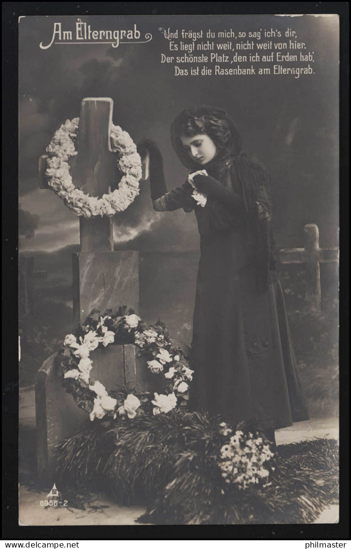Trauer-AK Foto Am Elterngrab Grabkreuz Tod Gedenken, ST. INGBERT 17.10.19111 - Other & Unclassified