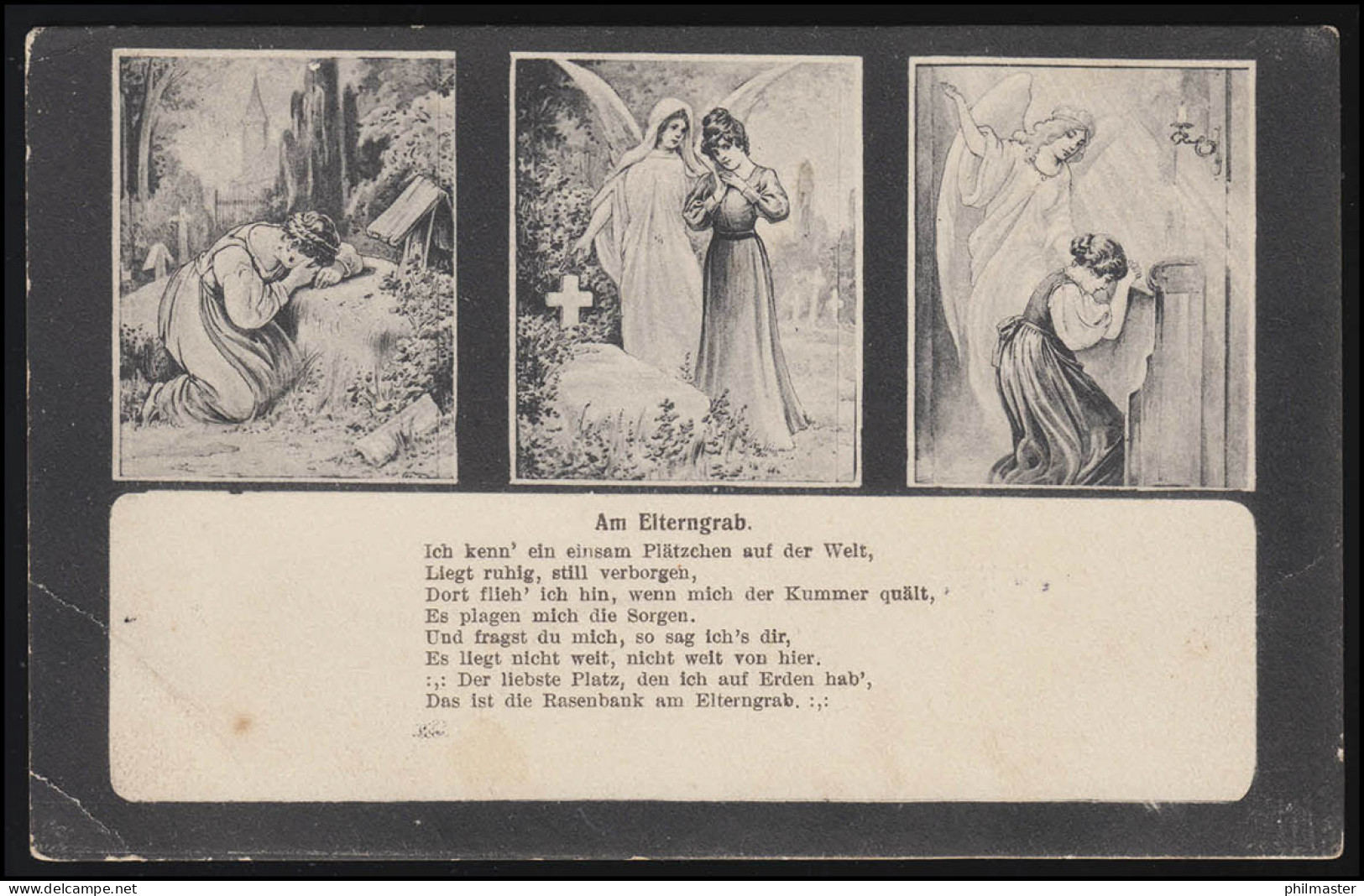 Trauer-AK 3 Bilder: Am Elterngrab Engel, SIMMERN 9.11.1905 Nach ZELTINGEN 9.11. - Sonstige & Ohne Zuordnung