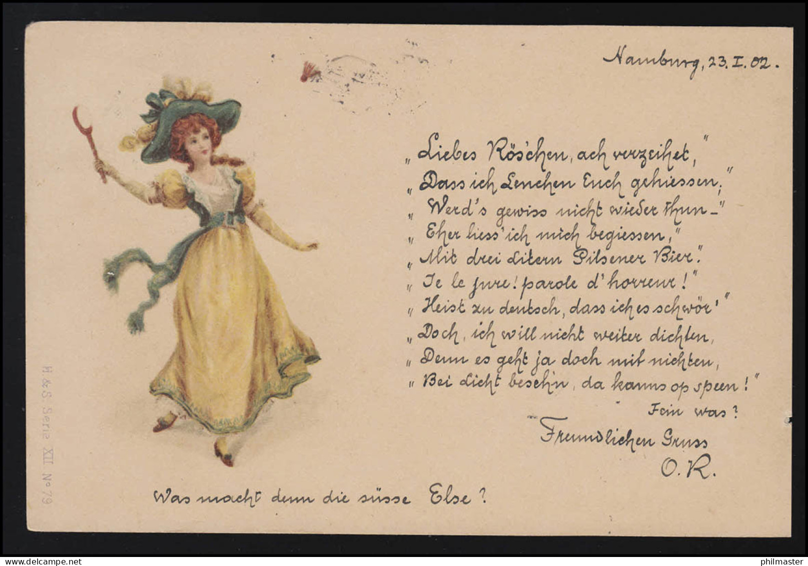 Lyrik AK Liebes Röschen, Gedicht Reim / Verse An Eine Rosa, HAMBURG 23.1.1902 - Sonstige & Ohne Zuordnung