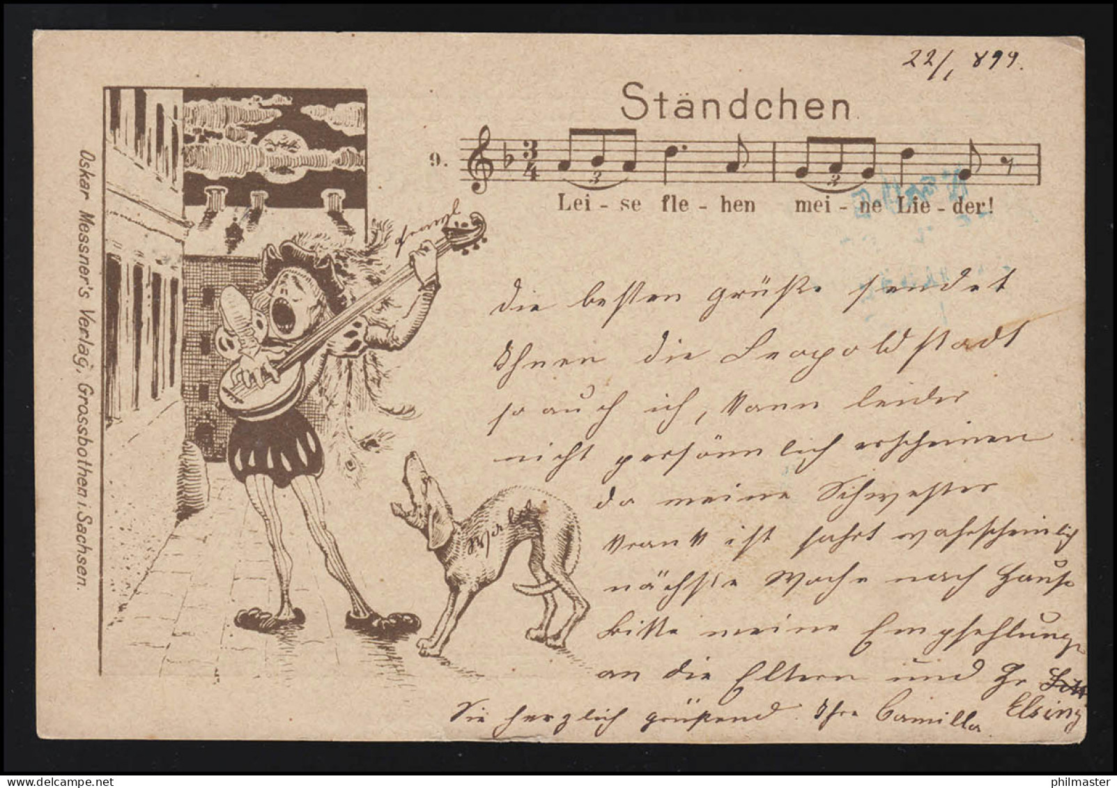Lyrik AK Ständchen " Leise Flehen Meine Lieder" Messner Verlag WIEN 23.1.1899 - Sonstige & Ohne Zuordnung