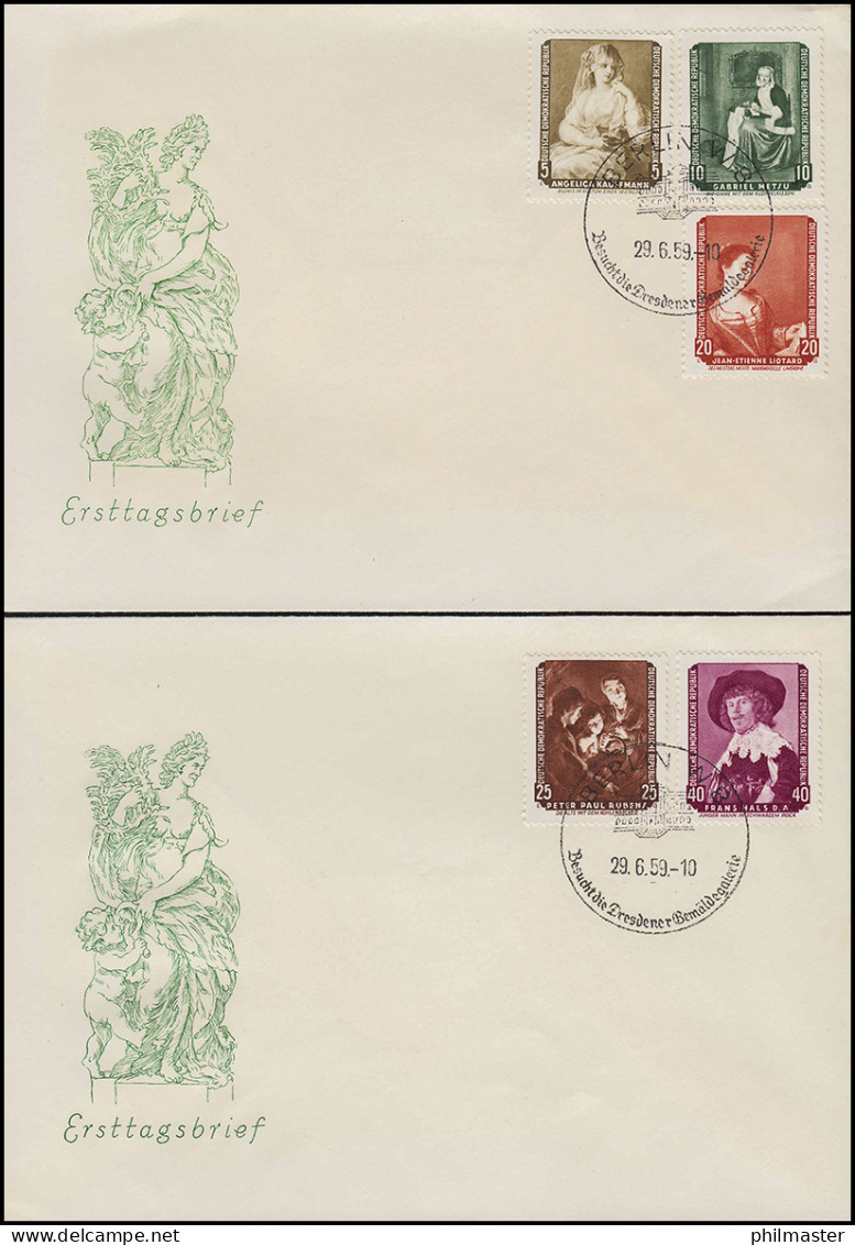 693-697 Gemäldegalerie Dresden 1959 - Satz Auf FDC 1 Und 2 ESSt BERLIN 29.6.59 - Sonstige & Ohne Zuordnung