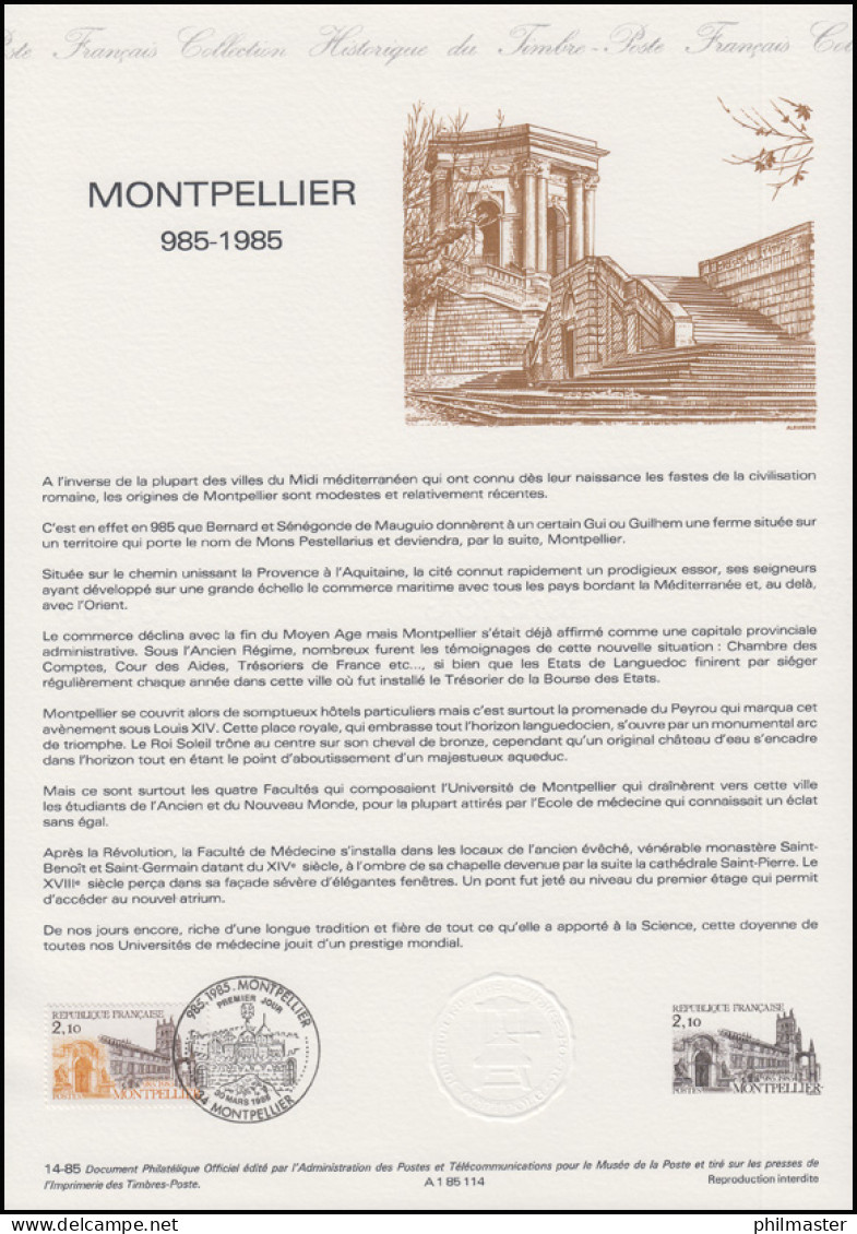 Collection Historique: Stadt Und Architektur Montpellier 30.3.1985 - Autres & Non Classés