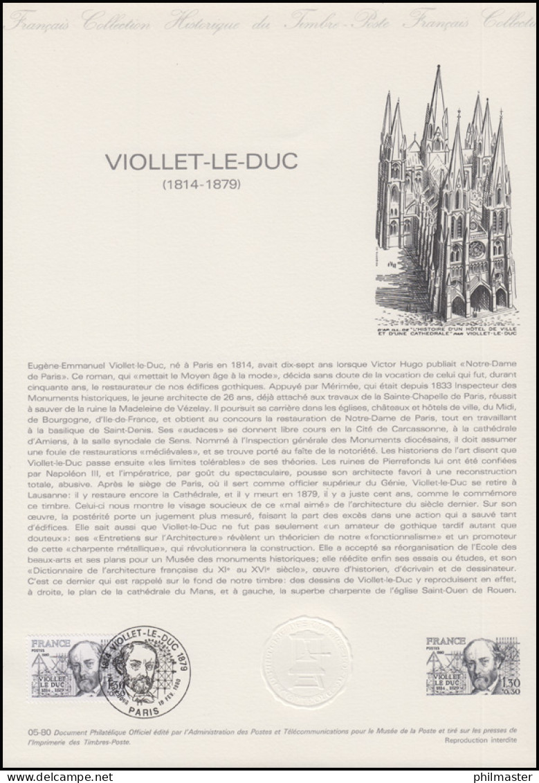 Collection Historique: Architekt Und Denkmalpfleger Eugène Viollet-le-Duc 1980 - Otros & Sin Clasificación