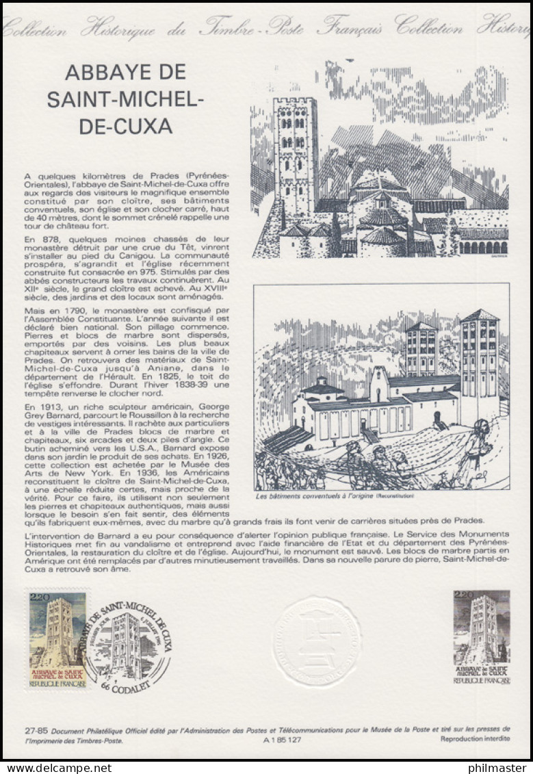 Collection Historique: Abbaye / Abtei Von Saint-Michel-de-Cuxa 6.7.1985 - Otros & Sin Clasificación
