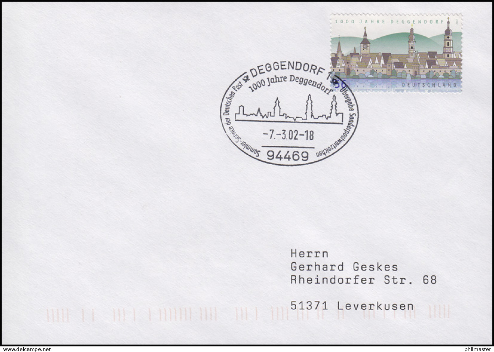 2244 Deggendorf EF FDC ESSt Deggendorf 1000. Jahrestag & Panorama 7.3.2002 - Sonstige & Ohne Zuordnung