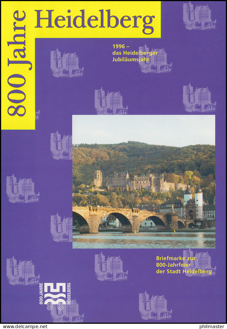 Klappkarte 800 Jahre Heidelberg 1996 Mit 1868 Im Paar Mit Passendem ESSt BONN - Autres & Non Classés