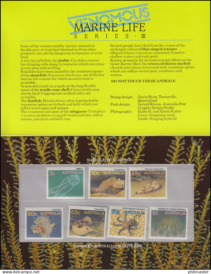  Australien Giftige Meereslebewesen Serie III Mit 972-978 Satz 1986 Im Folder - Autres & Non Classés