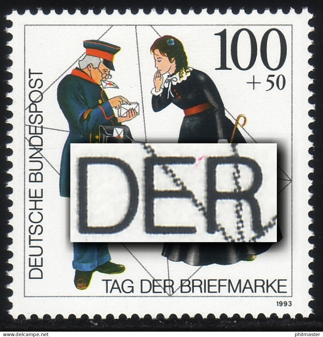 1692 T.d.B. 1993: Kleiner Roter Strich Am E Von DER, Felder 2, 7, 12, 17, 22  ** - Varietà E Curiosità