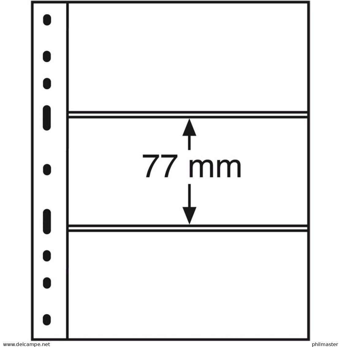 Leuchtturm Kunststoffhüllen OPTIMA 3S, 10 Stück 3er-Teilung, Schwarz - Encuadernaciones Solas