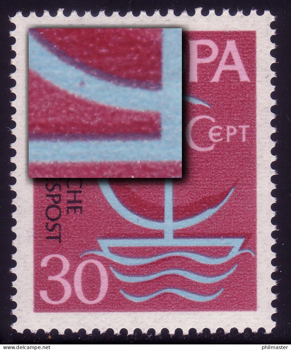 520 Europa 30 Pf Mit PLF Roter Fleck Im C-Symbol, Feld 6, Postfrisch ** - Variétés Et Curiosités