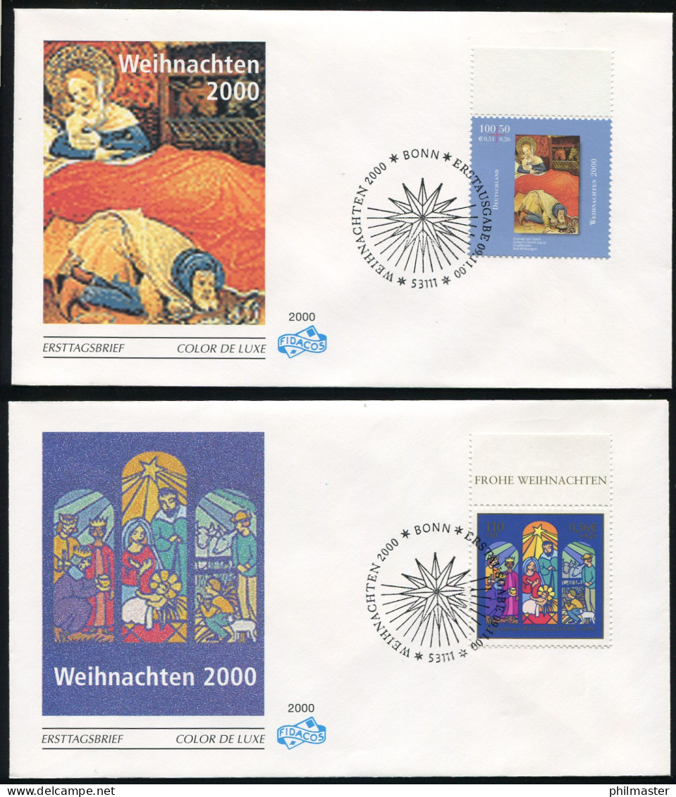 2151-2152 Weihnachten 2000 - Satz Auf 2 FDC ESSt Bonn - Lettres & Documents