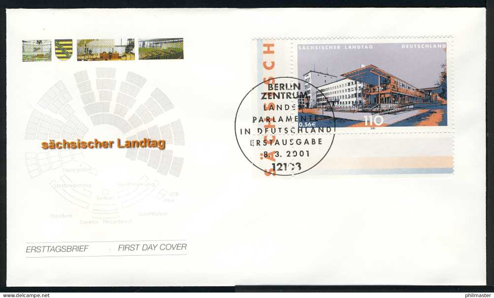 2172 Landesparlament Sachsen FDC Berlin - Lettres & Documents